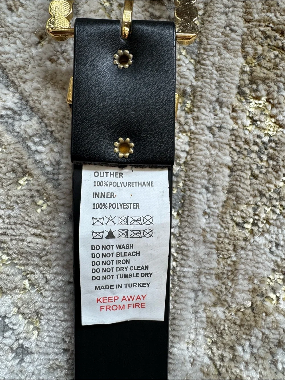 Nasty Gal Black Belt with Gold Pearl-Embellished Buckle